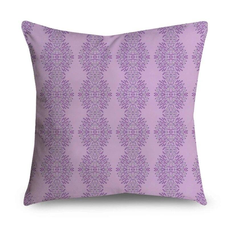 Blumiges Geometrisches Druckauto Sofa Dekorative Kissenhülle Zuhause Kissen Lila Muster Kissenbezug
