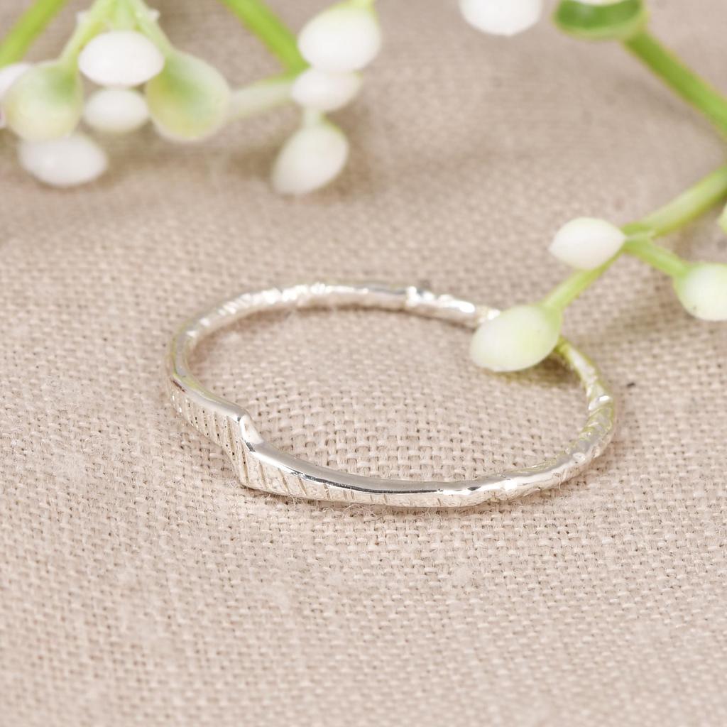 925 Sterling Silver Texture Band Ring, Handmade Minimal Jewelry Gift for Her, Gift for Love, Anniversary, House Wife.
