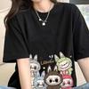 Labubu Print Women Short Sleeve T-shirt Summer Casual Fashion Clothing Girl Cartoon Cute Anime Printed Tops