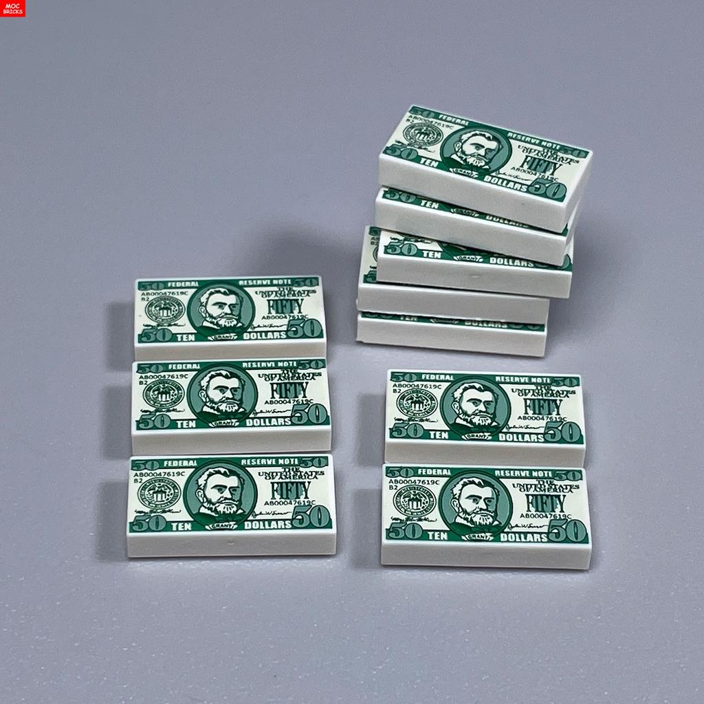 Ungiftige Moc Bausteine Horror Stadt Gold Silber Geldpistole Münzen Dollar Tasche Aktenkoffer 4cm Figur Polizei Zubehör Baustein Kinder Spielzeug