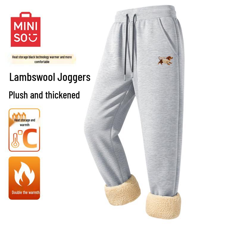 

MINISO Men s Fleece Lined Casual Jogger Pants M