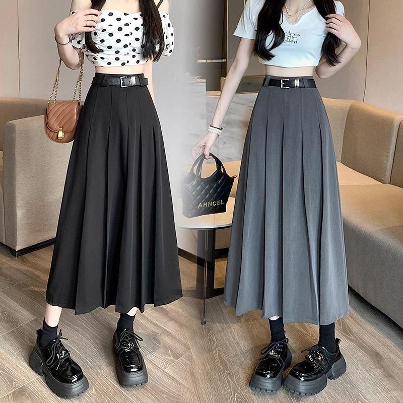 Belted High-End Original Women's Pleated Suit Skirt – New Spring/Summer Slim Fit Mid-Length