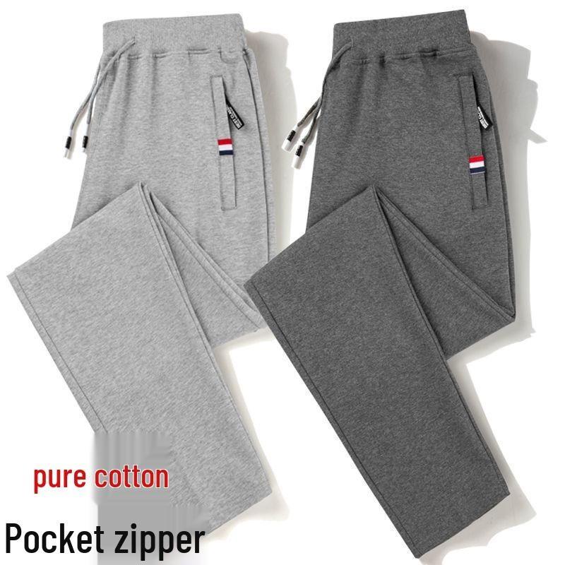 Men's Autumn/Winter Thickened Cotton Straight-Leg Sweatpants - Loose Fit, Plus Size, Casual Trousers
