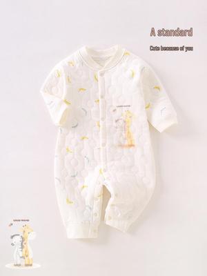 Class A Autumn/Winter Quilted Baby Romper: Warm, Closed Crotch Newborn Crawling & Harem Suit