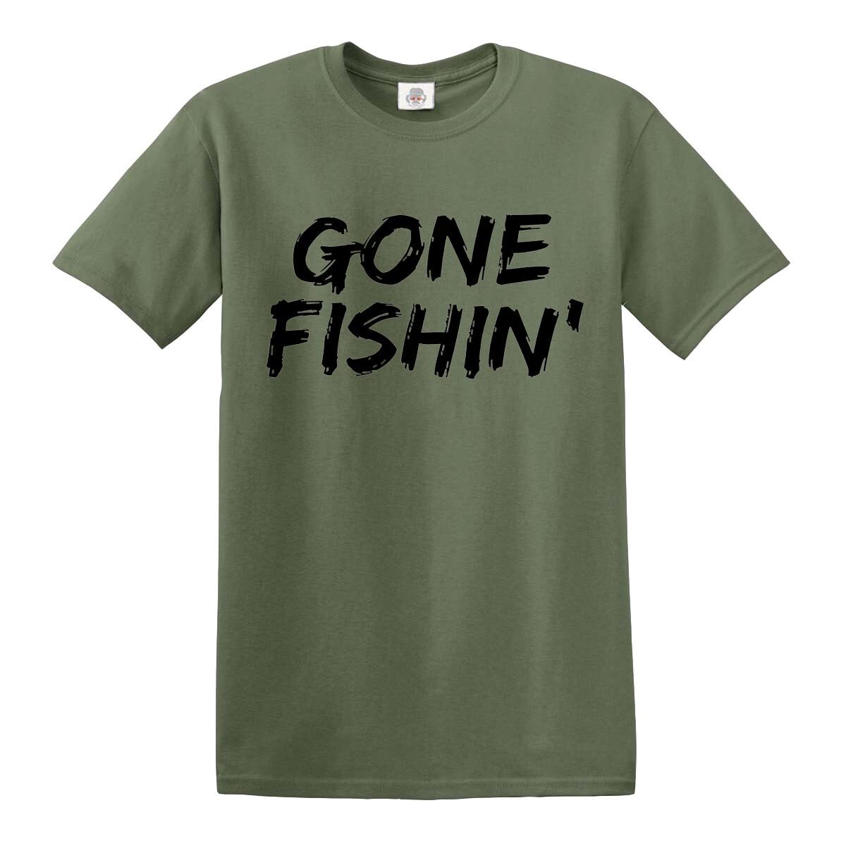 Gone Fishing T Shirt Mens Womens Tees Top Mens Angling Carp Fisherman Gift Top Tee 2XL