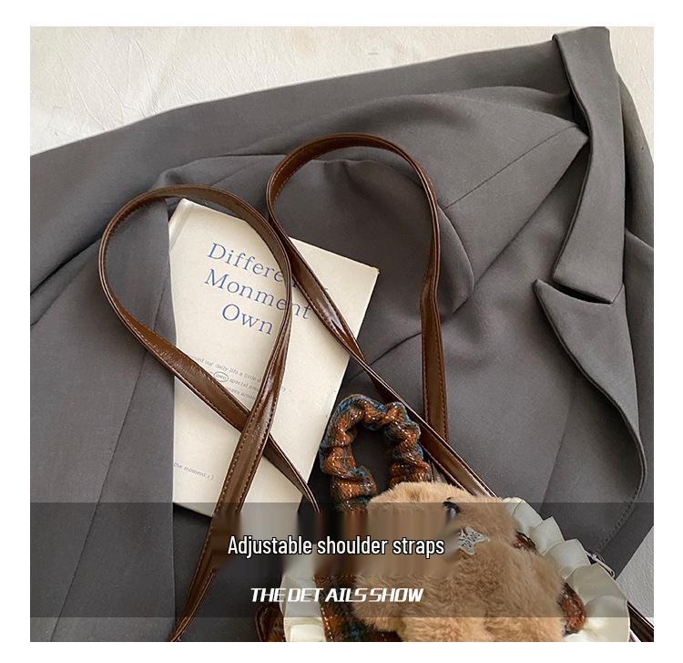 2025 Autumn/Winter Cute Bear Plaid Mini Backpack for Women