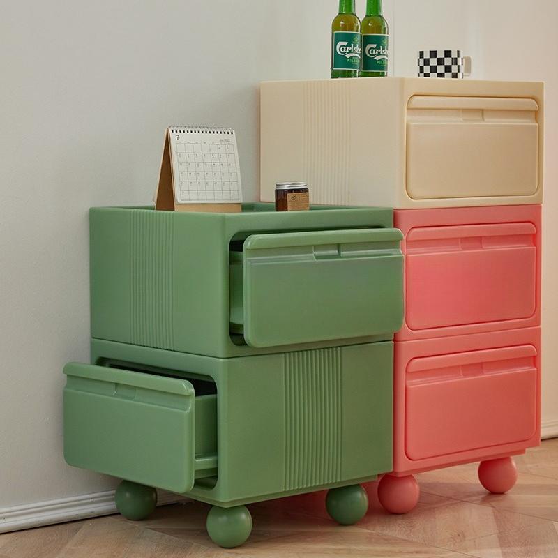 Nordische Kunststoff-Nachttische Schubladen Design Minimalistischer Nachttisch Schlafzimmer Mobiler Tisch Schlafzimmermöbel