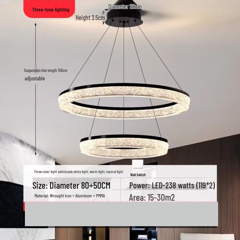 Lumi Modern Italian Round Pendant Light, 3-Color Dimmable