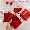 Women's Red Cotton Anti-Bacterial Briefs with Bow & Heart Print