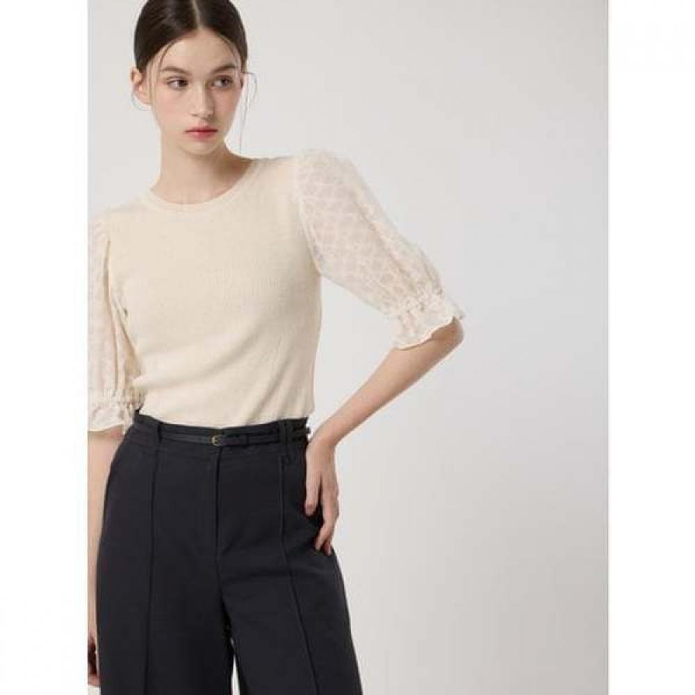 Cc Collect Scallop Sleeve Pullover C252ksk032 black (BK)/FREE