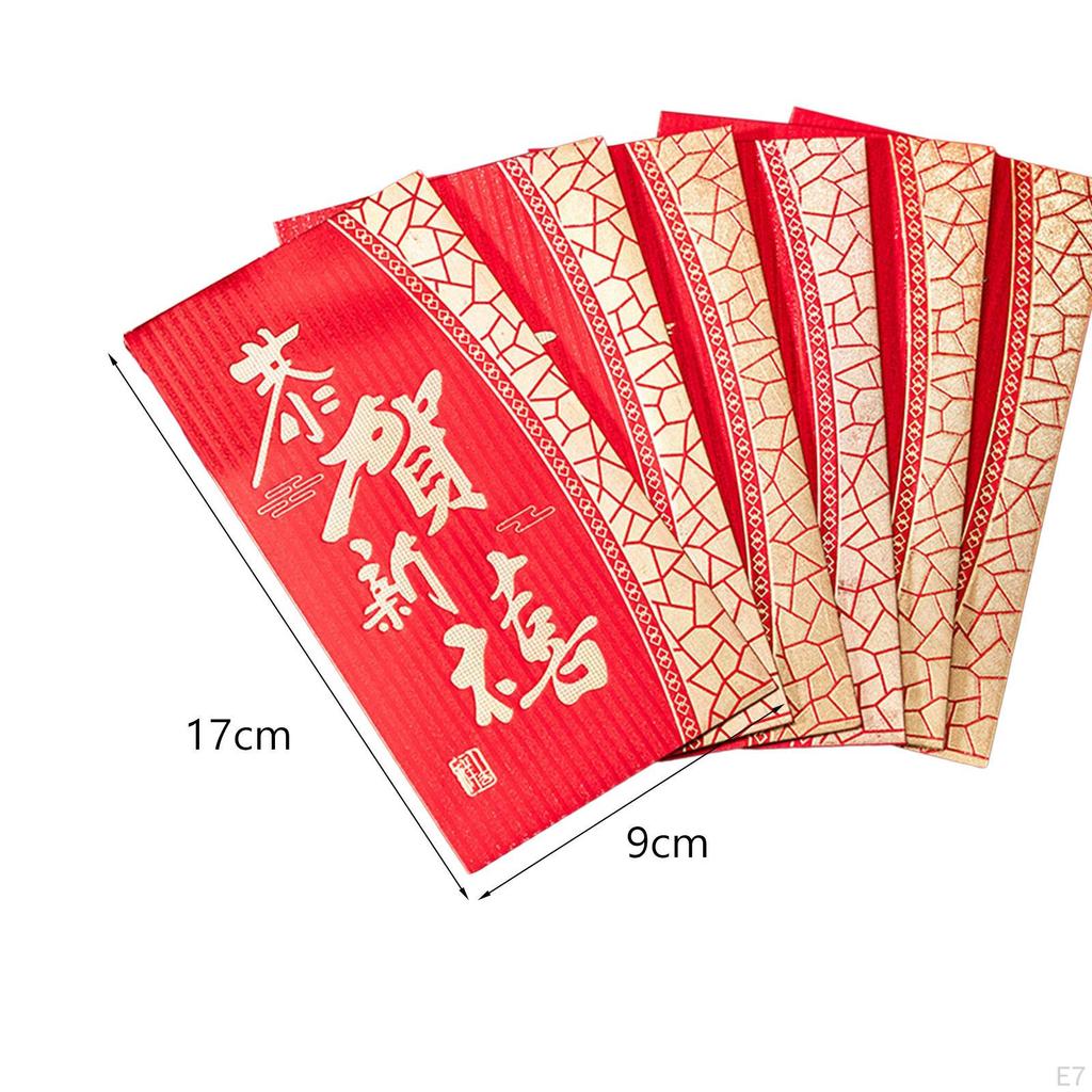 6 Pieces Chinese Year Red Envelopes Hong Bao Packets Packet Bag for Party Spring Festival
