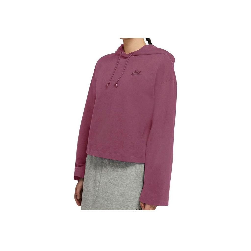 Nike Embroidered Logo Loose Casual Short Knit Hoodie Women hoodies Pink Purple CJ3741-528