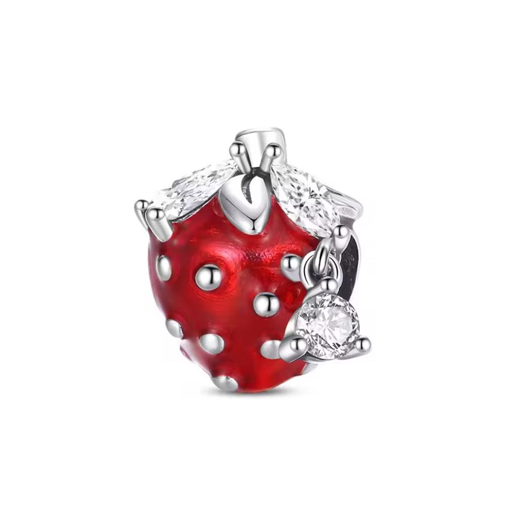 New 925 Silver, Red Strawberry, Mushroom, Car Bead Cross, Dog Pendant Original Bracelet DIY Accessories Exquisite Jewelry
