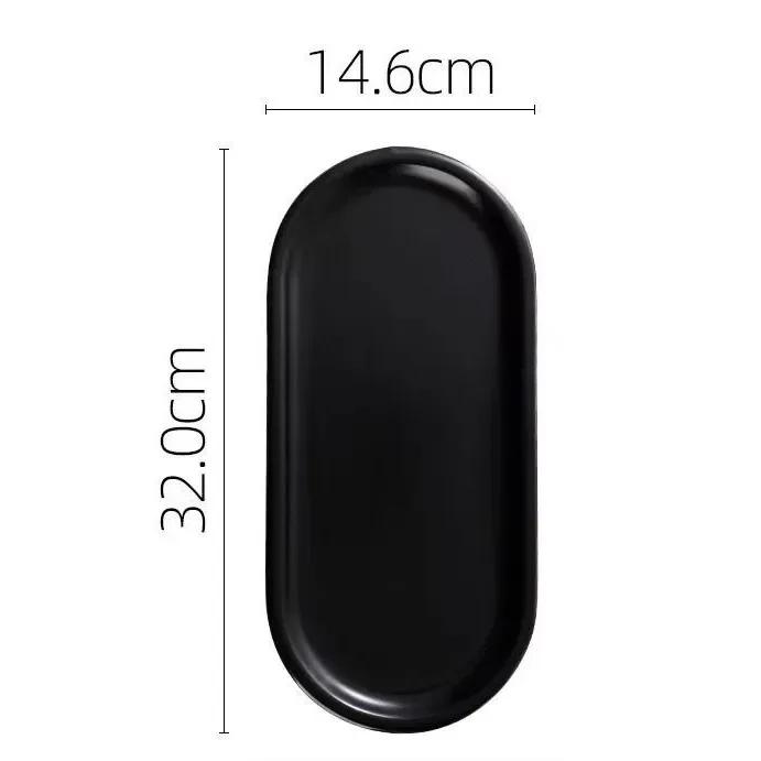 Nordic Creative White Marble Ceramic Jewelry Storage Tray Oval Ellipse Fruit Tray Decorative Plate Food Dessert Dish Tableware