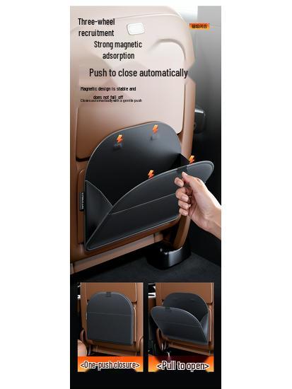 Hanging Car Trash Bag and Organizer – Multifunctional, High-End, Anti-Kick Design for Back Seat Storage
