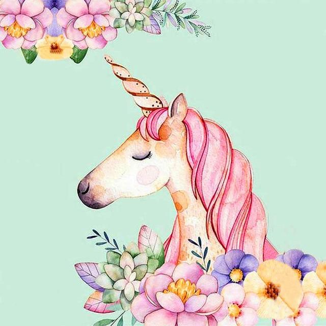50X50CM 5D DIY Unicorn Diamond Painting Full Round Drill Cartoon Magic Unicorn Rhinestones Cross Stitch Mosaic Home Decor Kids Gift