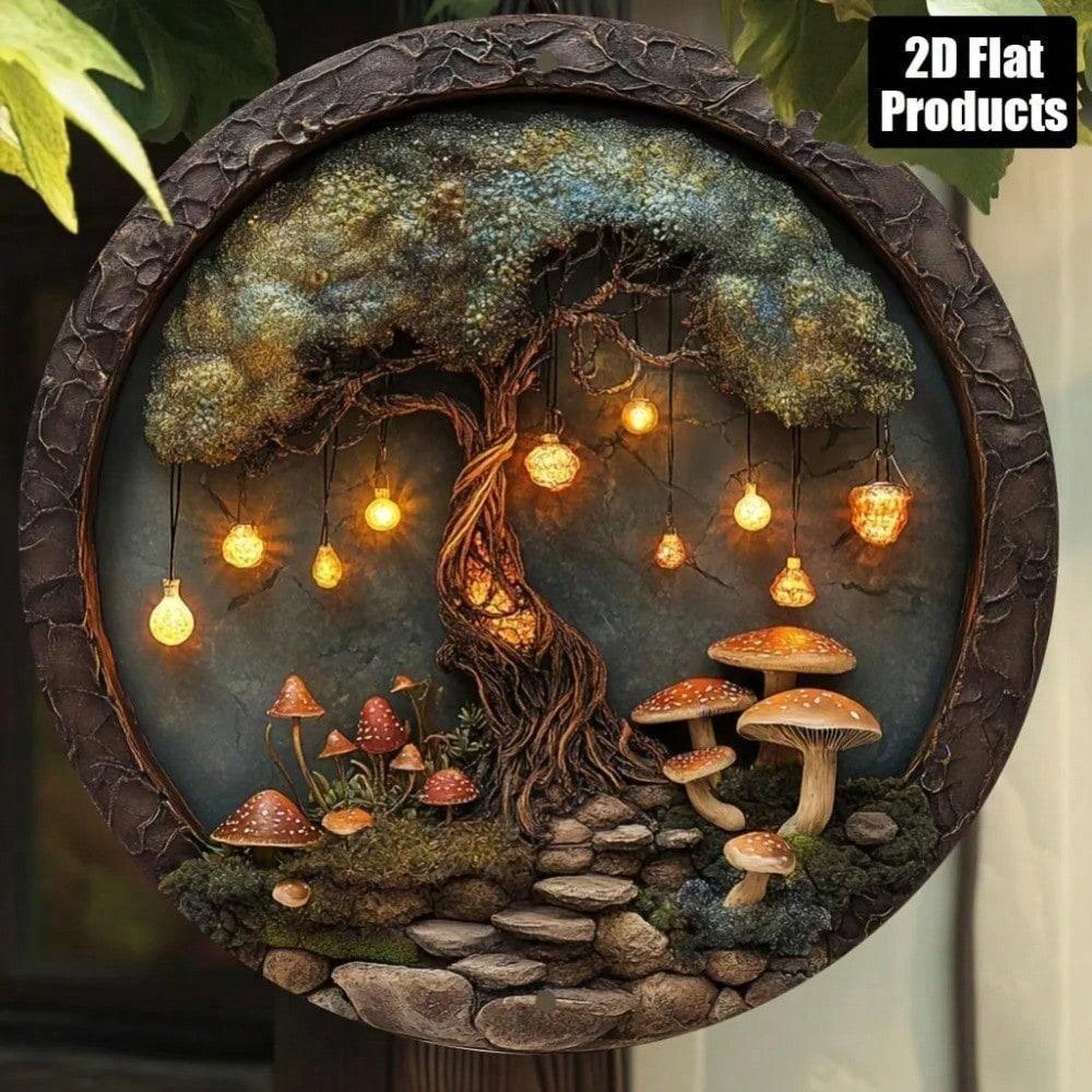 

Retro Mushroom Metal Sign 8x8 Inch, Vintage Fairy Tale Tin Poster for Kitchen Home Decor, Rustic Cafe Bar Garden Wall Art 20x20 разноцветный