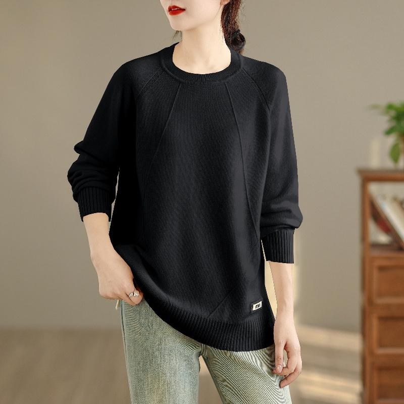 DIMANAF 2025 Autumn Winter Sweater Pullovers Tops  Women Casual Solid Cotton Knitted Tees Shirts Long Sleeve
