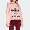 Adidas Originals Trefoil Large Logo Print Back Slit Short Casual Hoodie Women hoodies Vibrant-Pink ED2186