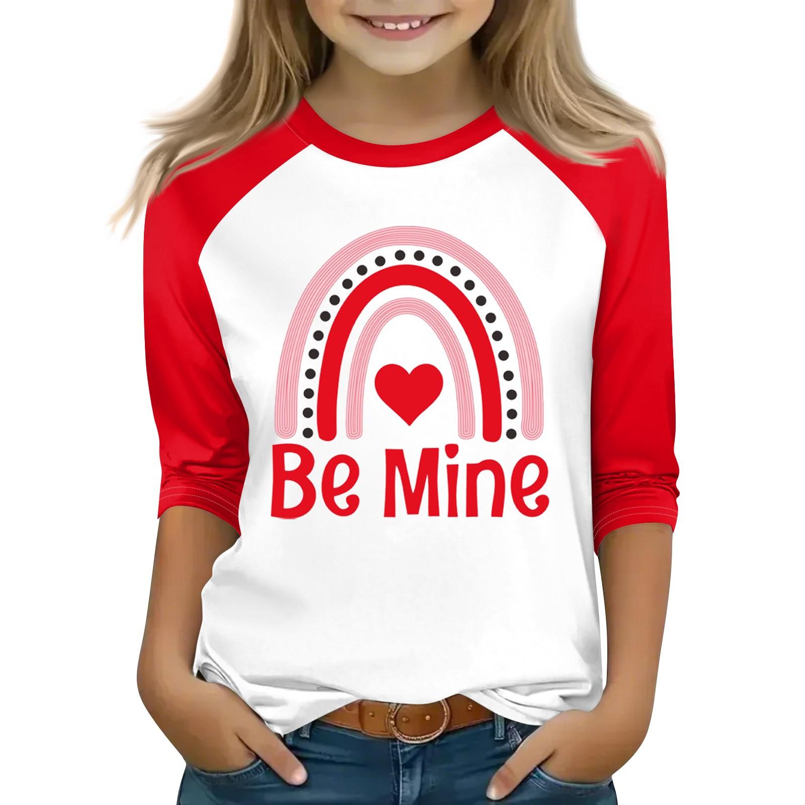 

Топы для девочек 4-16 лет с круглым вырезом и рукавами 3/4 Футболки Модные топы Наряды Футболки 110 киноварь