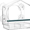 Suction Cup Bird Feeder Acrylic Food Box With Removable Tray And Drain Hole Clear Window Bird Feeder For Observation Elderly