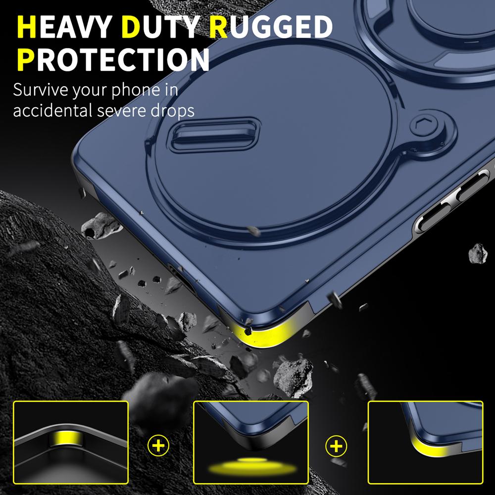 KEYSION 360° Ring Stand Phone Case for Honor X9b 5G X9A Slide Camera Protection Magnetic Shockproof Cover for Magic 5 6 Lite 5G