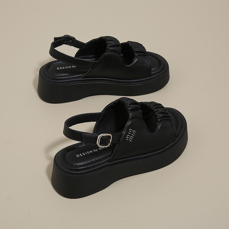 Fashion CRLAYDK Women's Rome Sandals Platform Ladies Adjustable Buckle Strap Shoes Open Toe Walking Casual Beach Leather Slippers