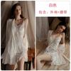 Women's Velvet Sheer Mesh Padded Cami Sleep Dress with Robe Lounge Set