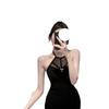 Pure desire sexy royal sister tight hip skirt women's summer new unique mesh splicing Spice Girl chic neck suspender skirt