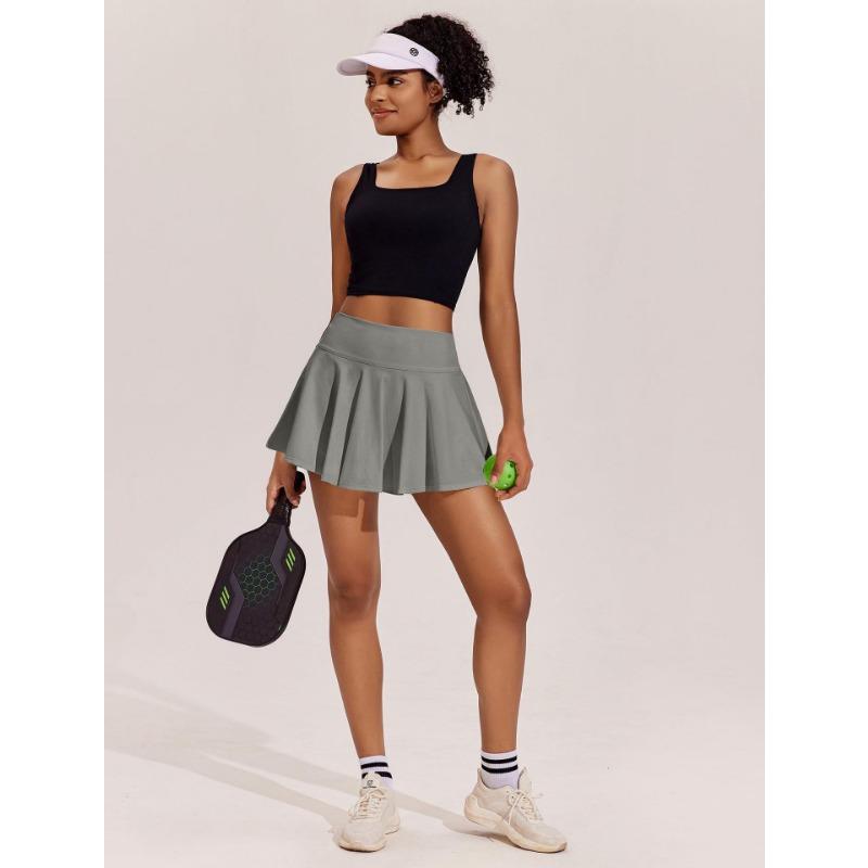 High Waist Pleated Tennis Skirt with Built In Shorts for Women Workout Golf Skorts