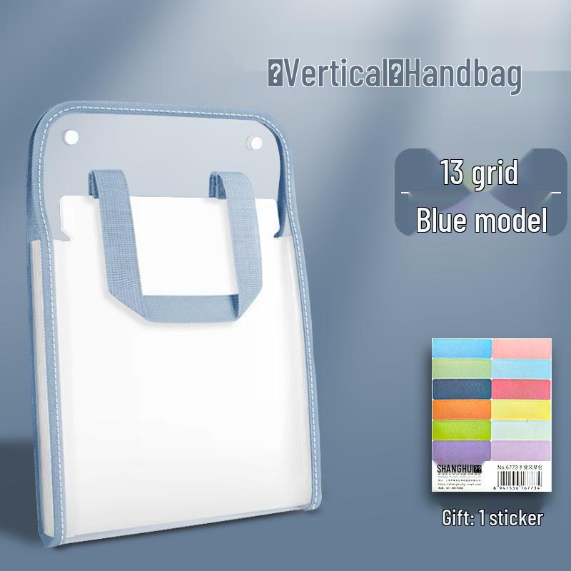 A4 Large Capacity Accordion File Folder: Multi-Layer Document Bag for Students with Subject Classification Vertical Handle