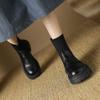 Krazing Pot Microfiber Autumn Winter Shoes Thick High Heels Flat Platform Size 43 Motorcycle Boots Knitwear Ankle Boots