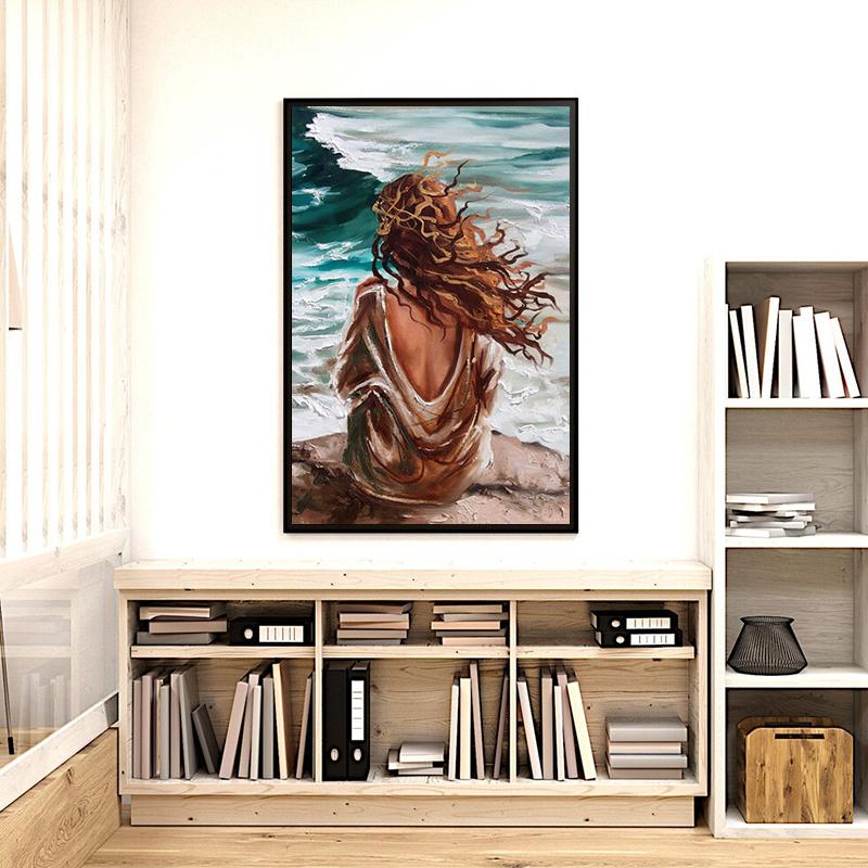 Modern Abstract Sexy Woman Posters Prints Beach Swimming Wall Art Picture Canvas Painting for Living Room Home Aesthetic Decor