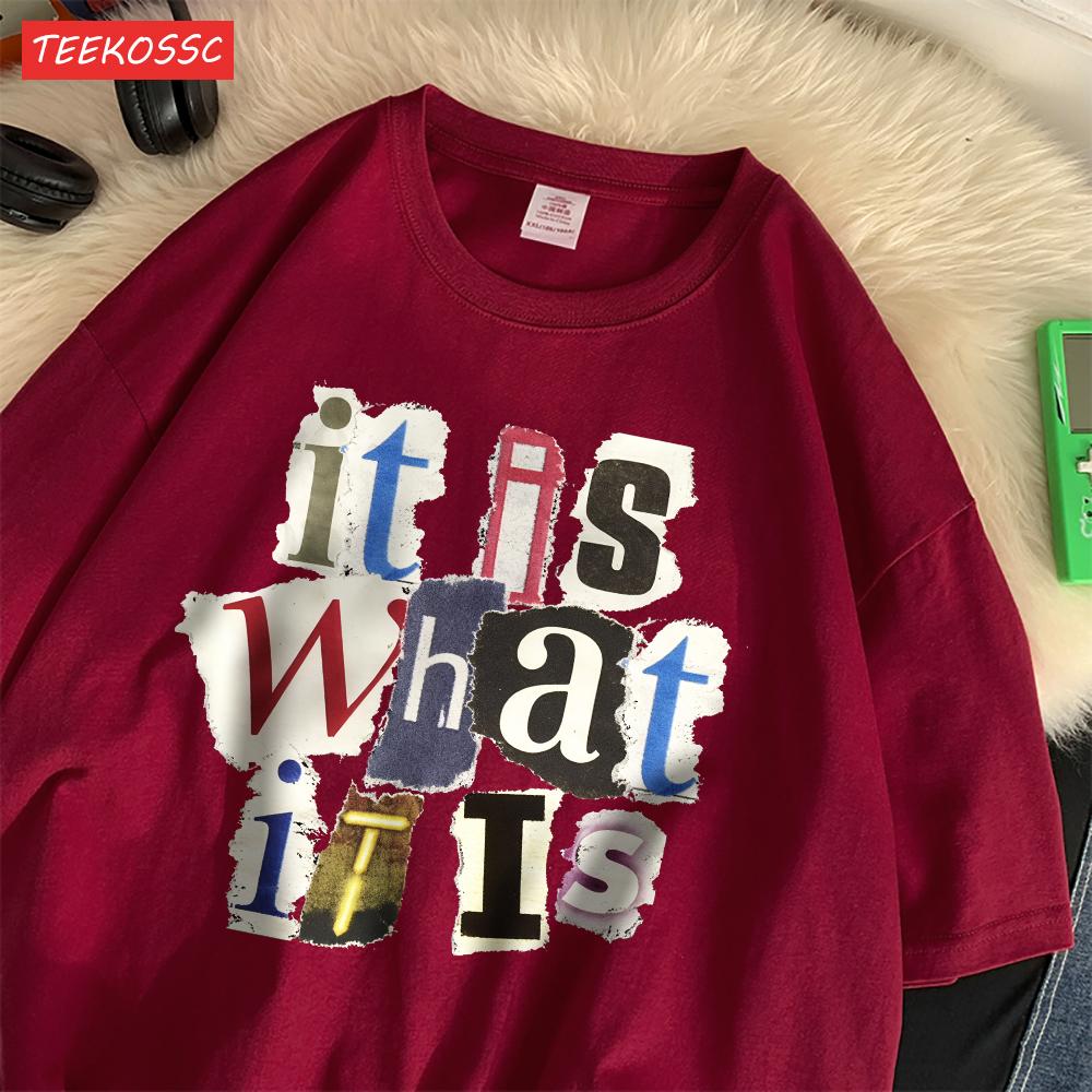 Fashion Cotton WomenS TShirts It Is What Funny Letter Printing Tops Oversize ONeck Soft Short Sleeve Summer Female Clothes