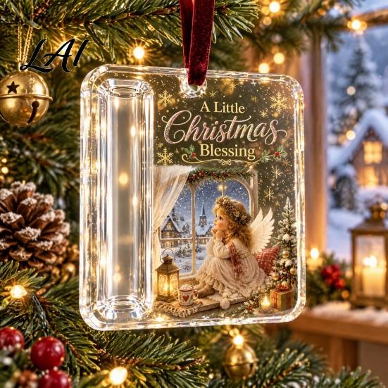 Creative Money Gift Ideas Christmas Cash Holder Ornament Acrylic Holder Holiday Ornament Hanging Decoration for Xmas Tree Stocking Stuffer,