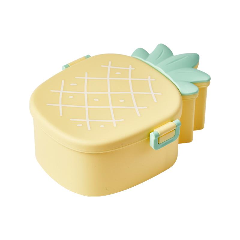 Lunch Box For Kids Cute Pineapple Shape Bento Box with Fork Spoon Snack Dessert Container Microwavable Food Case Portable Office