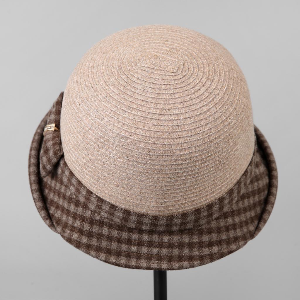 Autumn and Winter New Bow Foreign Gas Bucket Hat Women's Versatile Wool Temperament Basin Hat Mother Warm Hat