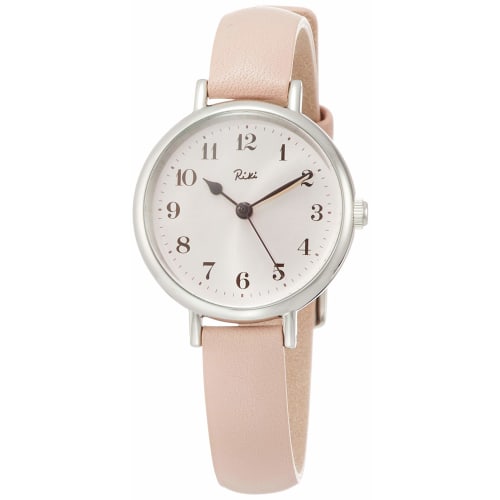 

RIKI Marine Clock Watch, Arabic Numeral Design, Pale Pink Dial, Curved Hardlex, Peach Blossom Calfskin Strap, AKQK447, Women s