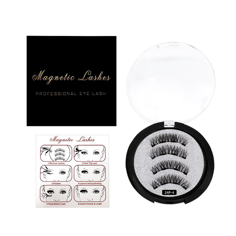 High Quality Eyelash Box Private Label Reusable Natural  Magnetic Strip 3d Magnetic Eyelashes with Packing Box 1 Pair/ Box&Mix