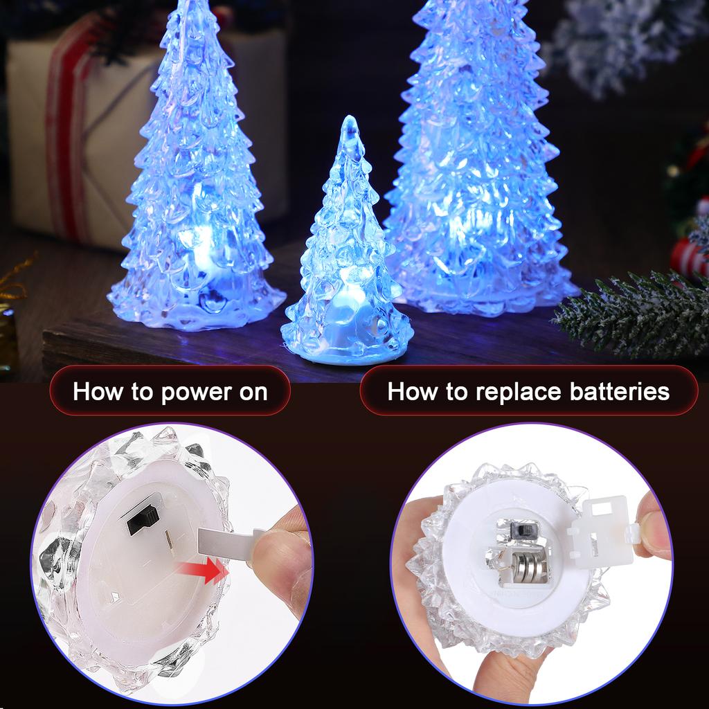 3pcs Glowing Christmas Tree Led Acrylic Light Christmas Tree Colorful Home Party Decoration Night Light For Hotel Mall Gathering