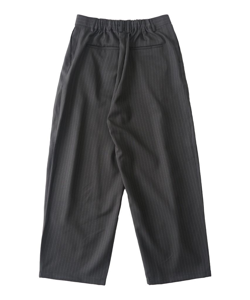 ANALOG MOOD Striped Back-Banded Wide Slacks (Charcoal)