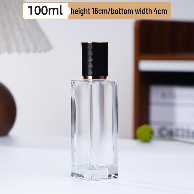 Press-Type Square Glass Skincare Bottle Set - Refillable for Lotion & Travel