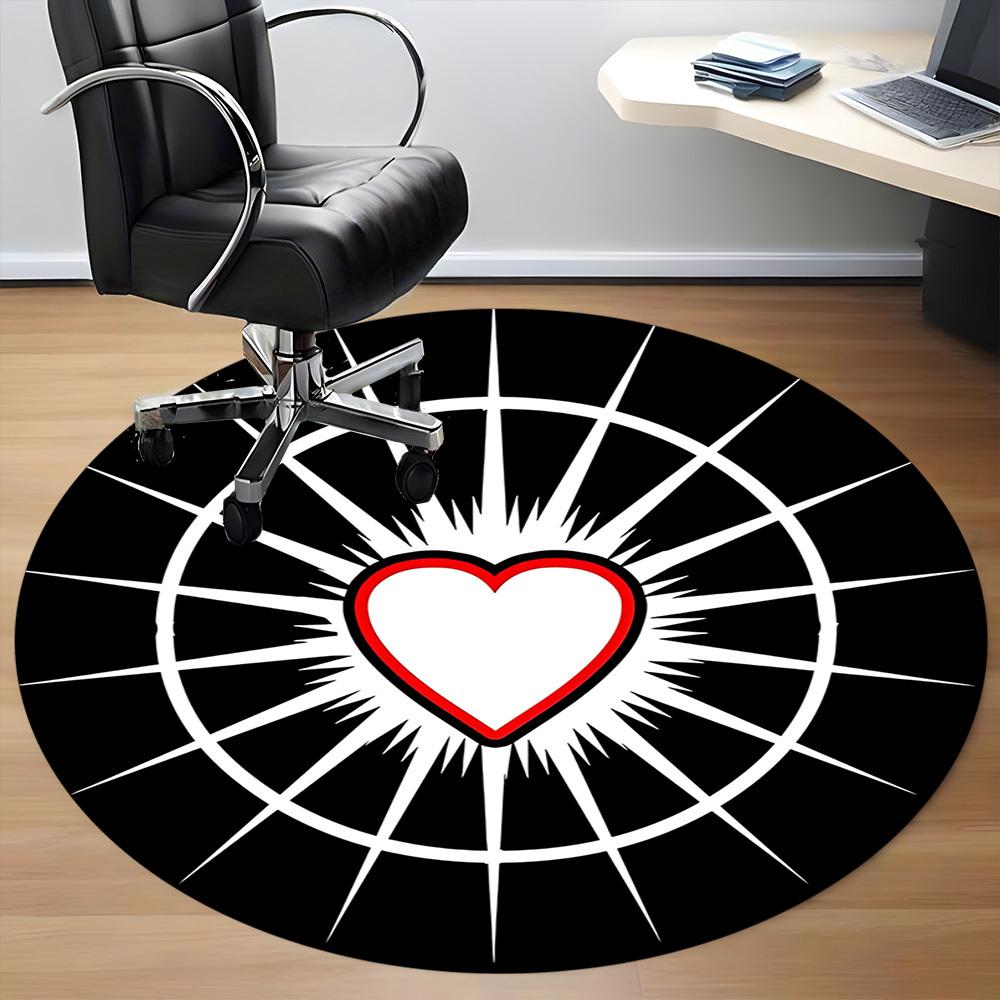 1PC Heart Symbol Chair Carpet for Office, Indoor Non-Slip Washable Carpet, Soft Comfortable Mat For Office Room Yy250930250