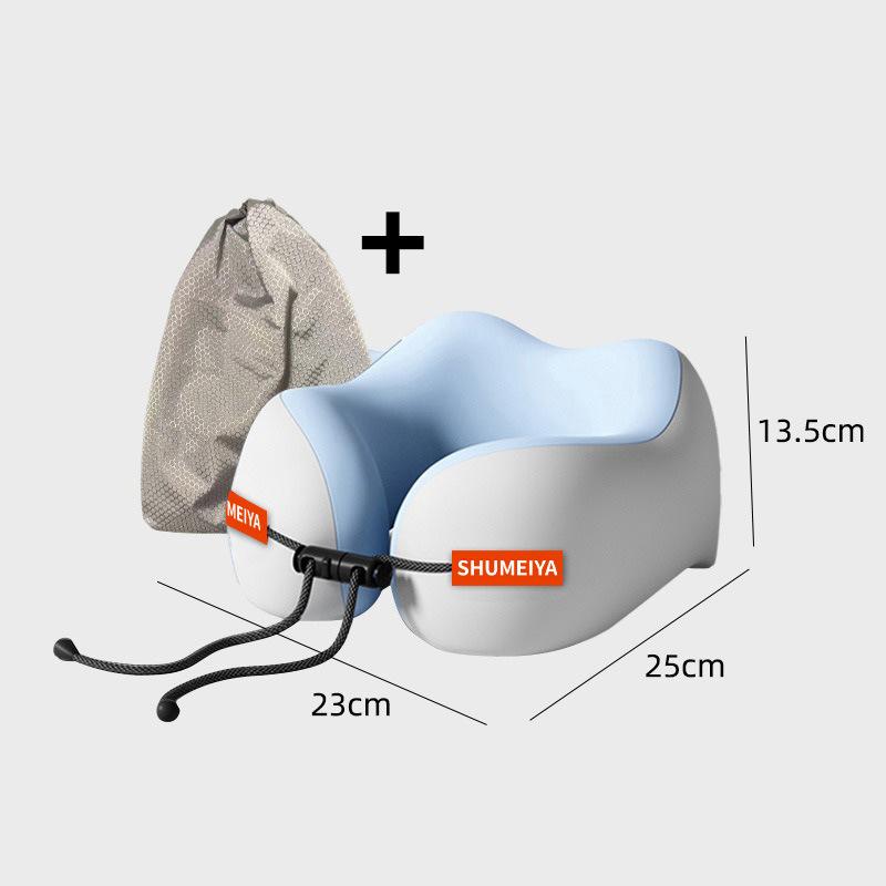 Reise Massage Memory Baumwolle U-förmiges Kissen Weich Tragbar Aufbewahrung Nackenstütze Schutz Waschbar Flugzeugkissen Wirbelsäulenpflege