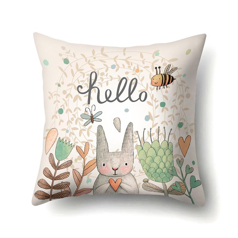 

Polyester Pillowcase Cartoon Animal Cat Rabbit Print Home Decoration Pillowcase Car Cushion Cover No pillow core