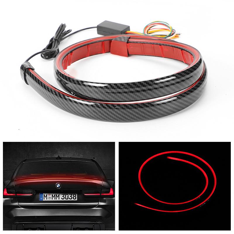 New 12V LED Carbon Fiber Strip Turn Signal Stop Warning Rear Third Brake Lamp Sedan Car Spoiler Tail Light
