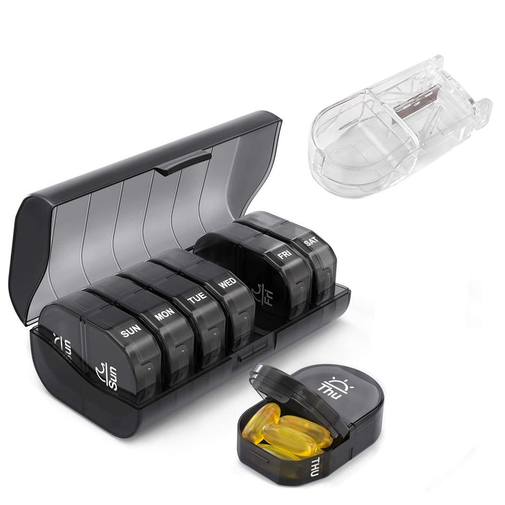 Weekly Pill Organizer with 7 Detachable Pill Case 2 Times a Day AM PM Pill Box to Hold Medicine Medication Vitamins and Fish Oil