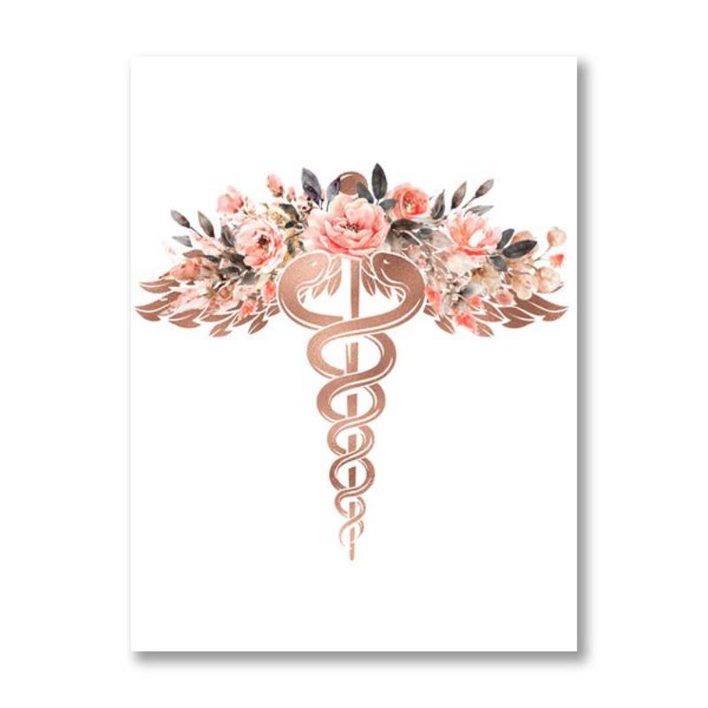 

Heart Stethoscope EKG Flower Medical Posters and Prints Cardiologist Office Wall Art Pictures Canvas Painting Decor Doctor Gift 21cm×30cm NoFrame