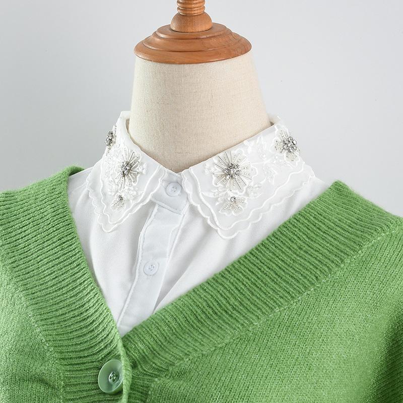 White Fake Collar Neckwear Tie Sweater Blouse Decoration for Womens Fashionable and Elegant Half Shirt Detachable Collar