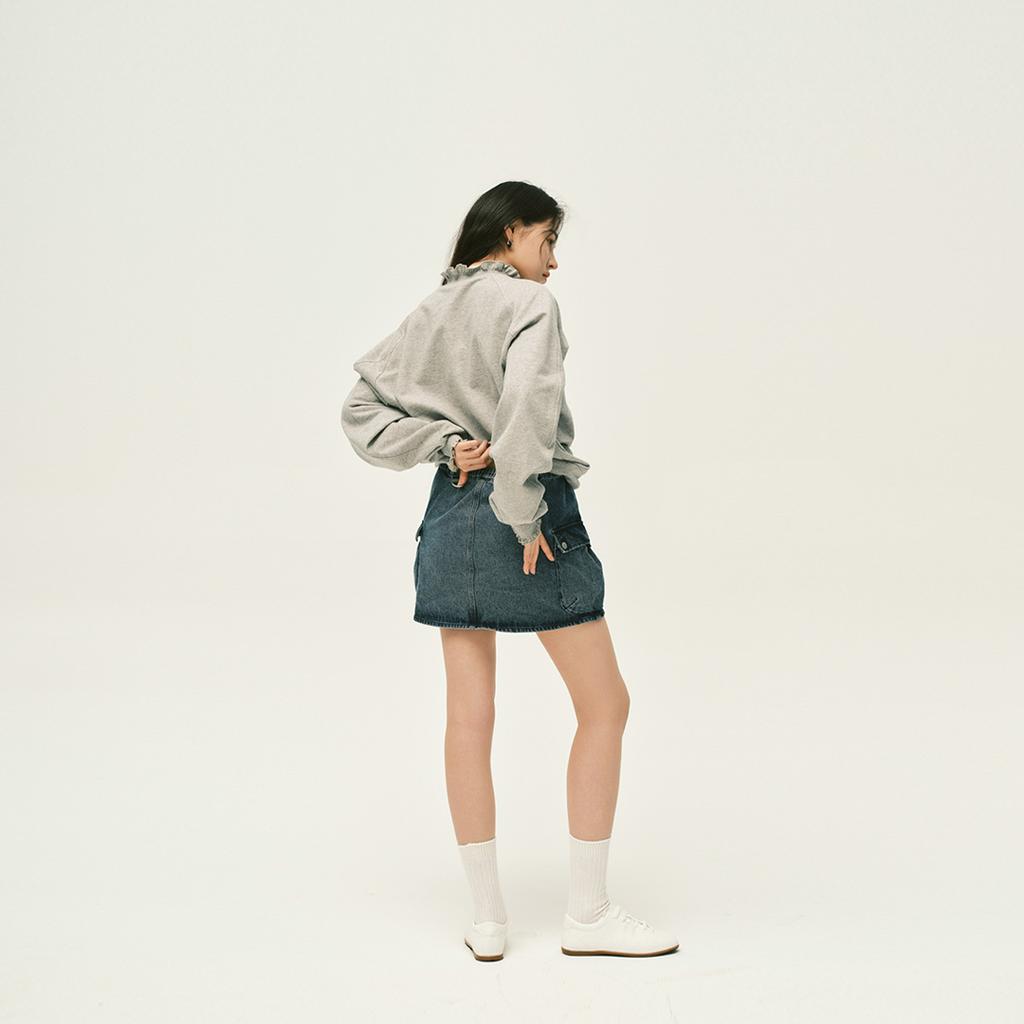 LEJU Denim Cargo Skirt - Blue